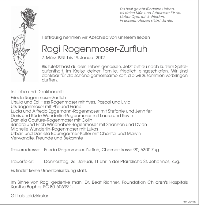 Traueranzeige Rogi